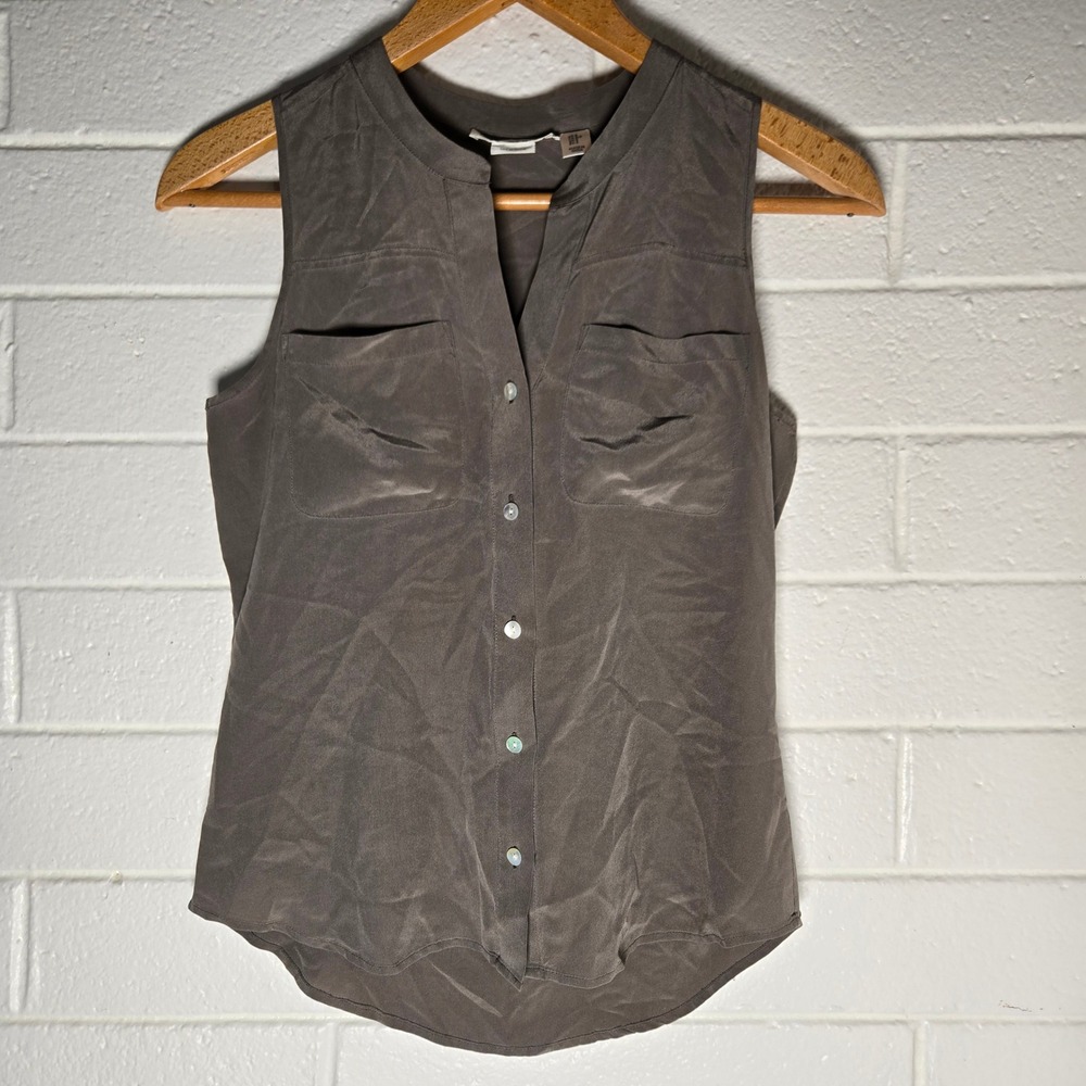 Max Studio Silk Sleeveless Button Blouse Top Small Office Chic Minimalist Classy
